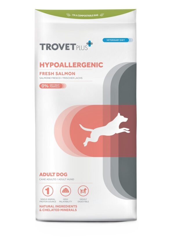 Trovet Plus Adult Dog Hypoallergenic Salmon Veterinary Diets 3kg bag – hypoallergenic dog food for sensitive digestion