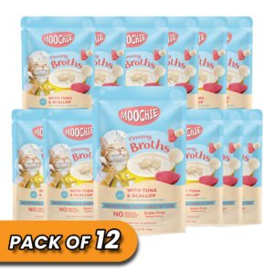 MOOCHIE CREAMY BROTH WITH TUNA & SCALLOP 40g Pouch Pack of 12
