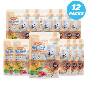 Moochie Home Cooked Dog Food - Beauty Skin & Coat - Chicken, Pumpkin & Tomato Recipe 255g With Superfood Pack of 12